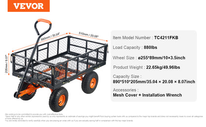 Garden Cart Sturdy Metal Utility Wagon