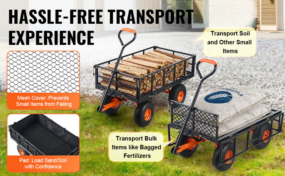 Garden Cart Sturdy Metal Utility Wagon