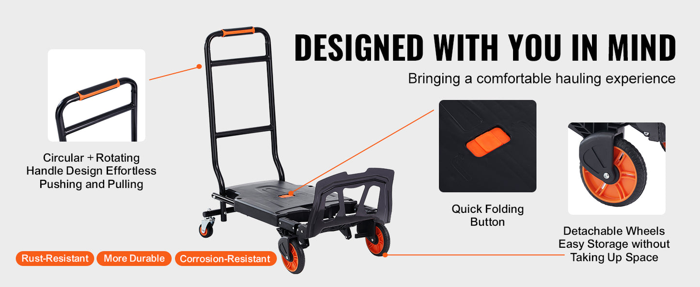 300lbs Folding  Aluminum Lightweight Hand Truck