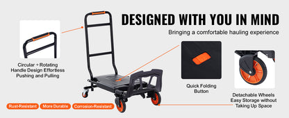 300lbs Folding  Aluminum Lightweight Hand Truck